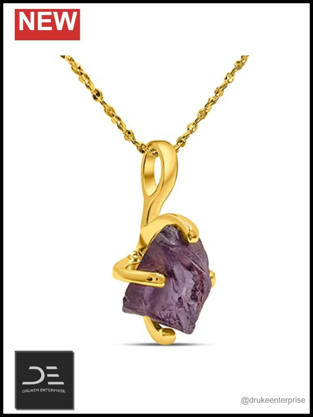 Raw Alexandrite Pendant Necklace 925 Sterling Silver Gold Plated 18"
